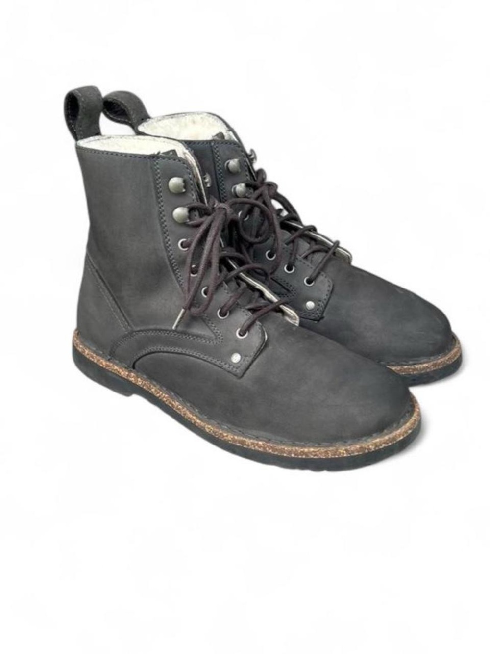 Birkenstock Bryson Graphite Grey Leather Boots Shearling EU 39 Women's 8 Narrow - Picture 2 of 8